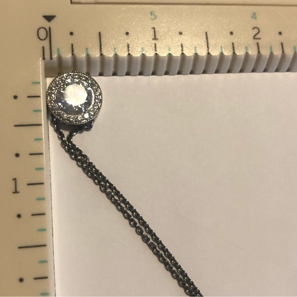 𝅺vintage Sterling Cz Halo Solitaire Pendant w Chain 18” & .5” Pendant - Picture 8 of 8